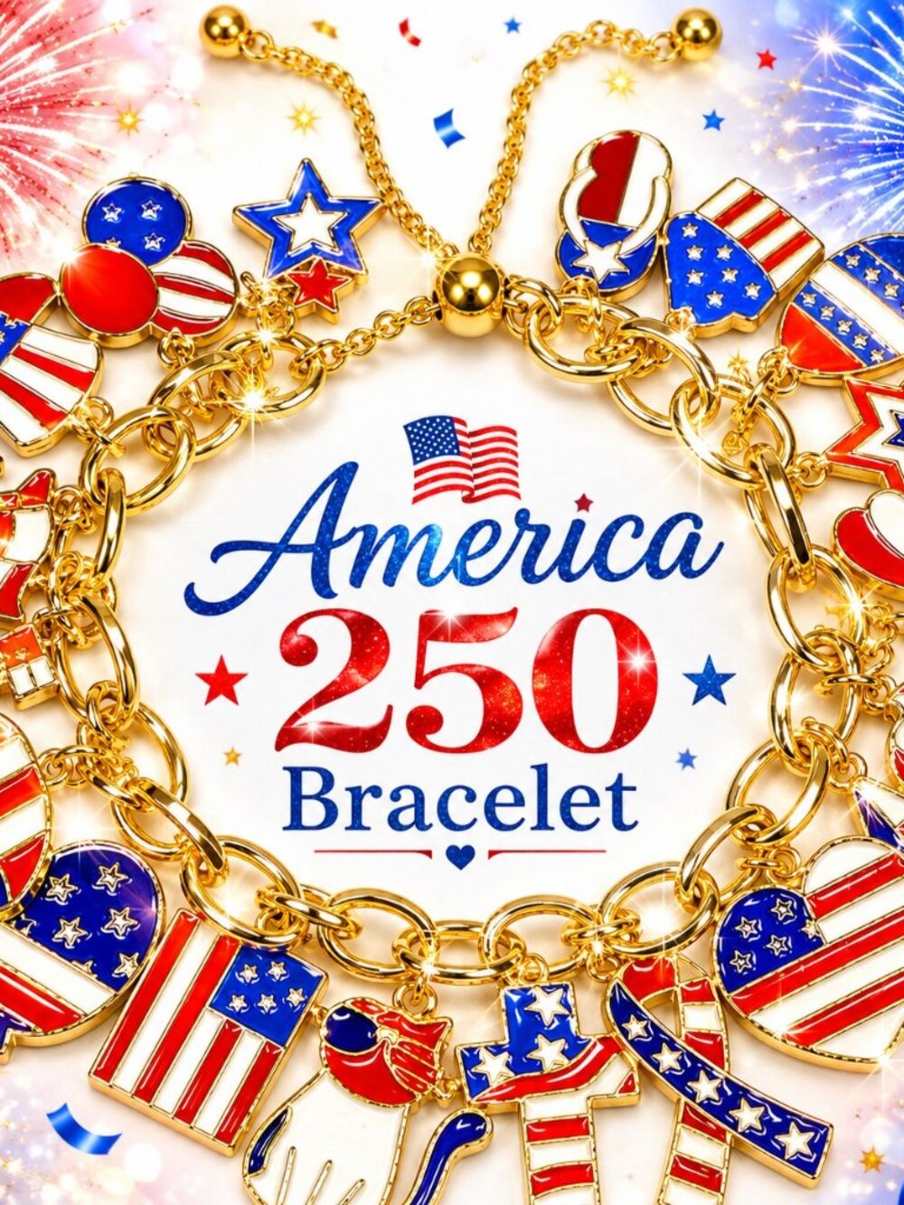 Patriotic Red White & Blue Bracelet Set – 4th of July Jewelry – Americana